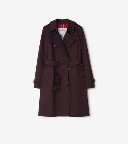 Mid-length Gabardine Kensington Trench Coat in Wine red