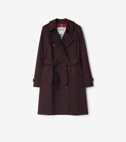 Mid-length Gabardine Kensington Trench Coat in Wine red