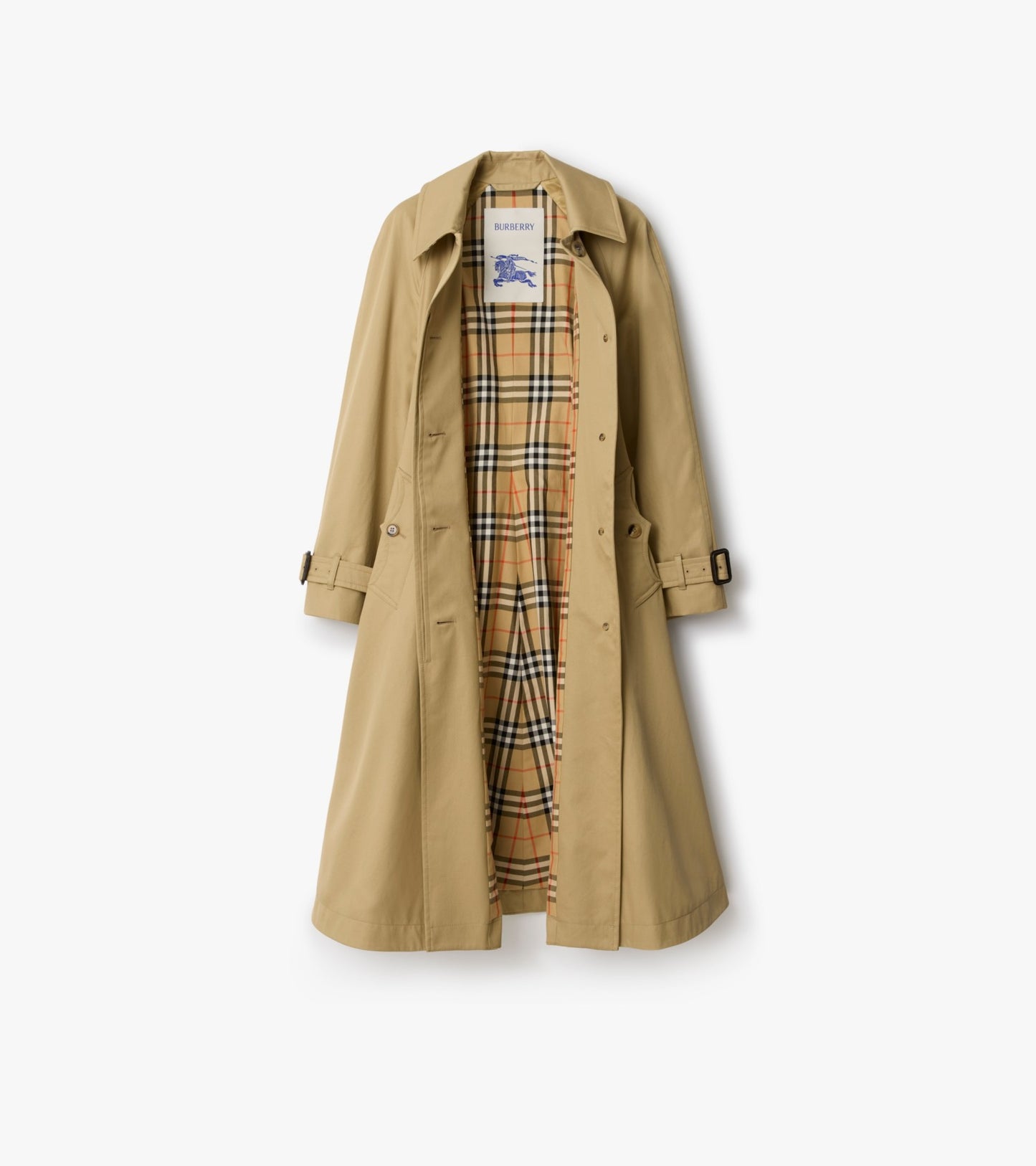 Long Gabardine Ellingham Fit-and-flare Car Coat in Beige
