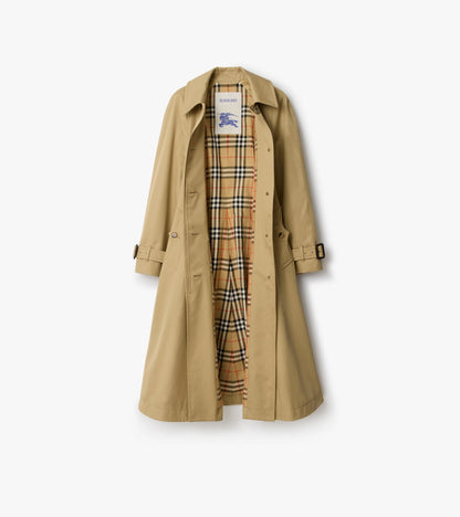 Long Gabardine Ellingham Fit-and-flare Car Coat in Beige