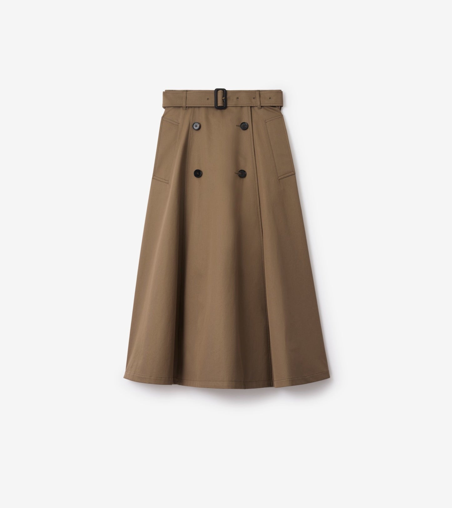 Gabardine Trench Midi Skirt in Clay brown