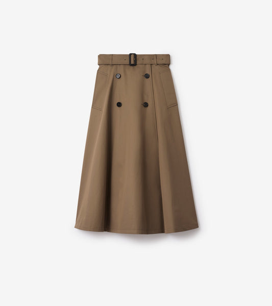 Gabardine Trench Midi Skirt in Clay brown