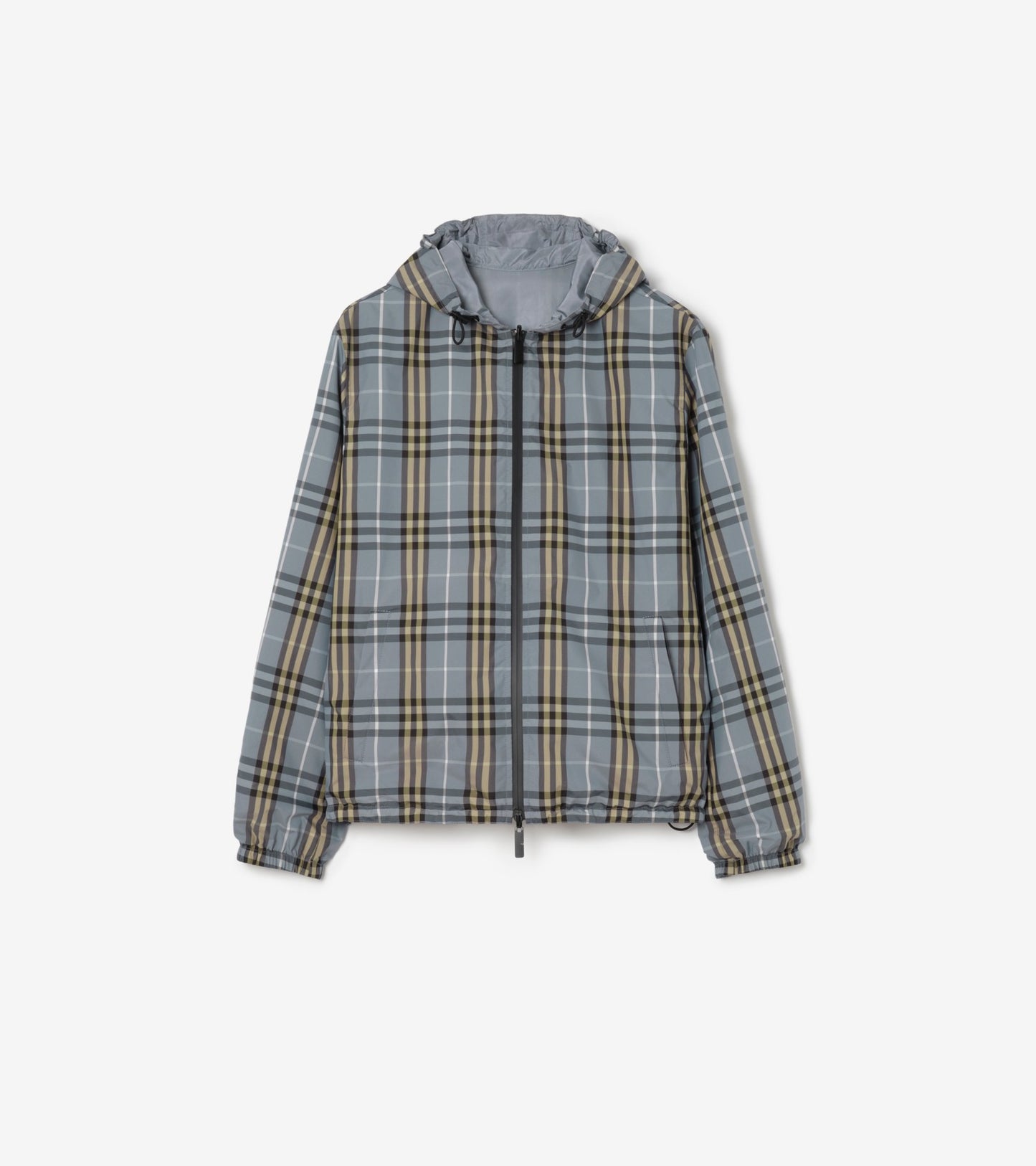 Reversible Check Newport Hooded Jacket in Pilot blue