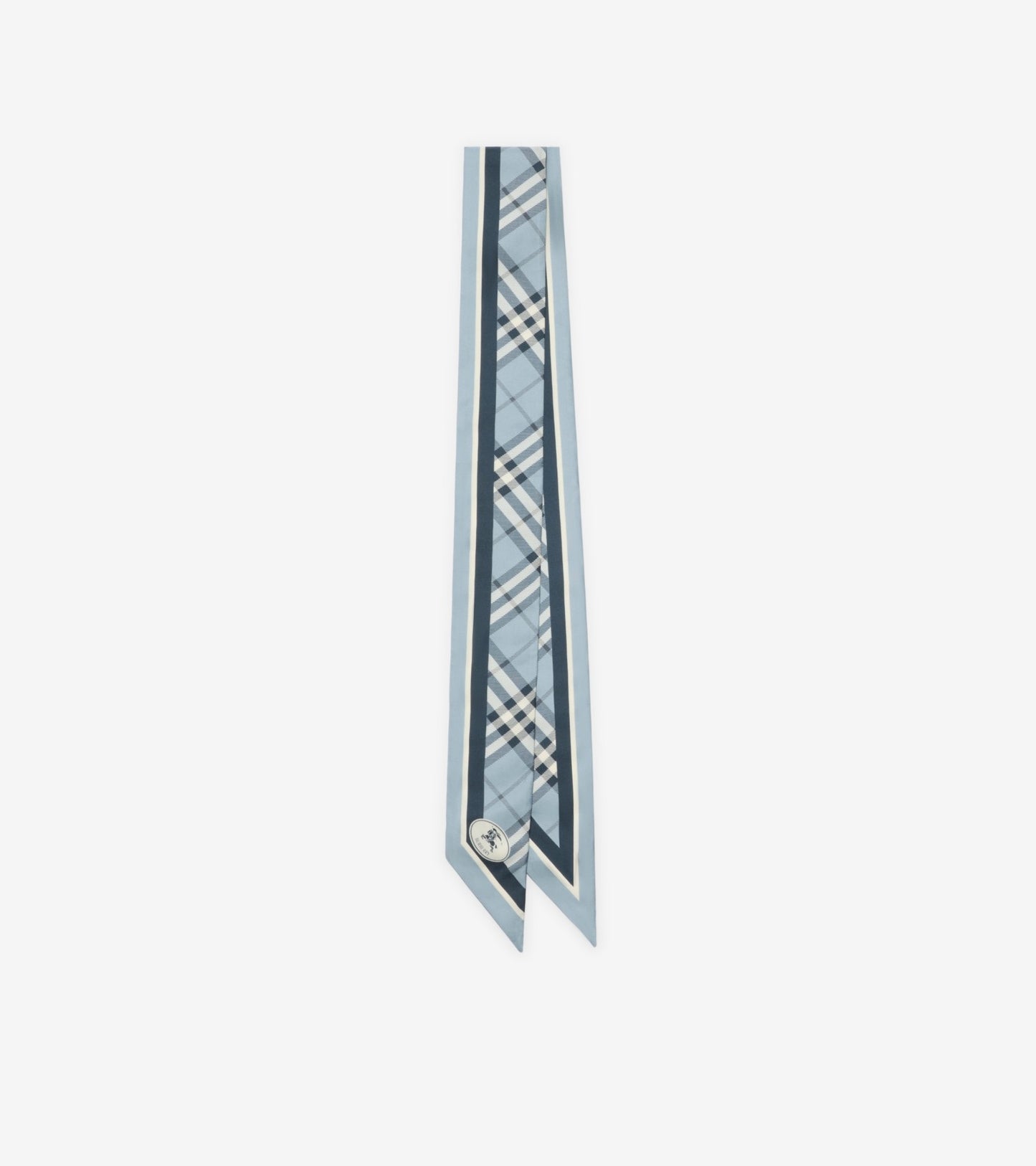 Skinny Check Silk Scarf in Bow pink