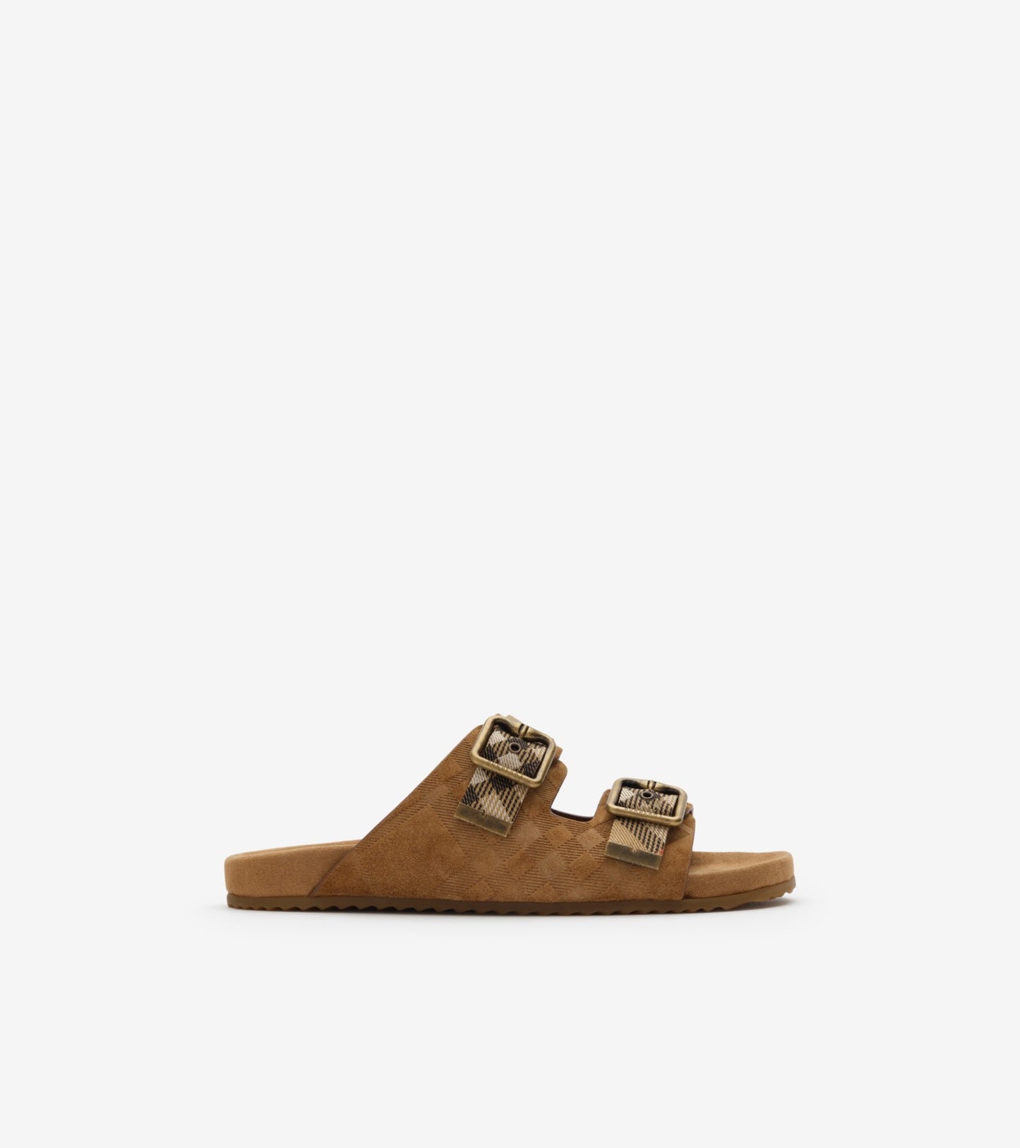 Check Suede Urchin Sandals in Bake beige