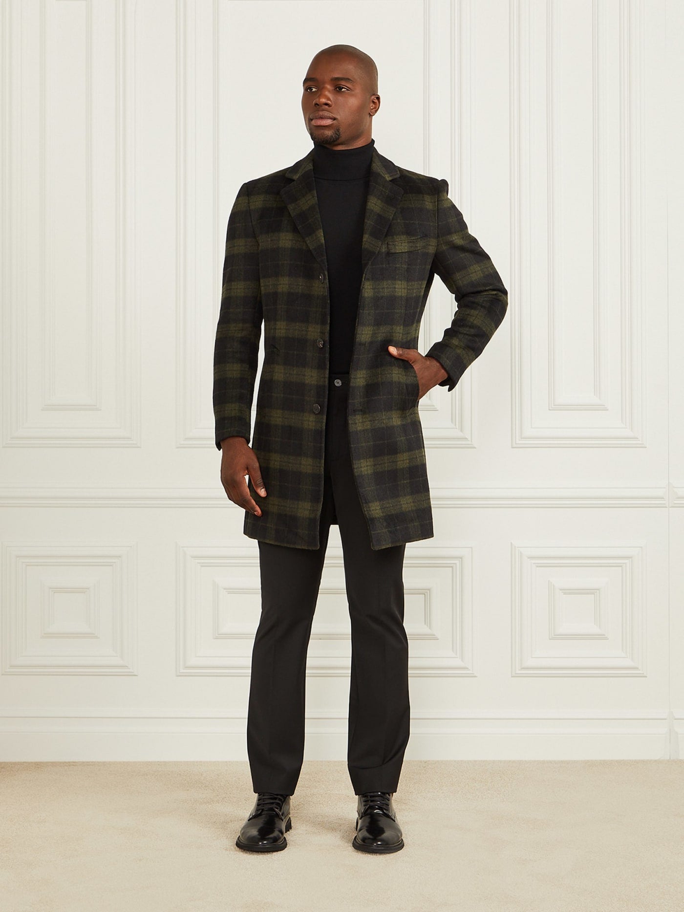 Single Breasted Plaid Coat