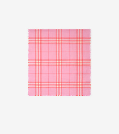 Reversible Check Wool Silk Scarf in Sand beige/vole brown