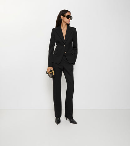 Grain de Poudre Wool Tailored Trousers in Black