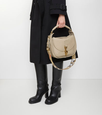 Small B Clip Messenger Bag in Mushroom beige