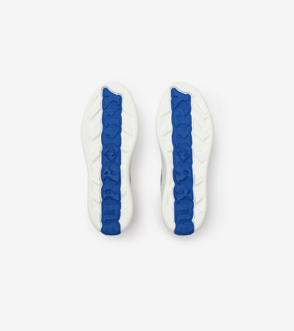 Leather and Check Terrace Sneakers in Optic white/cornflower blue