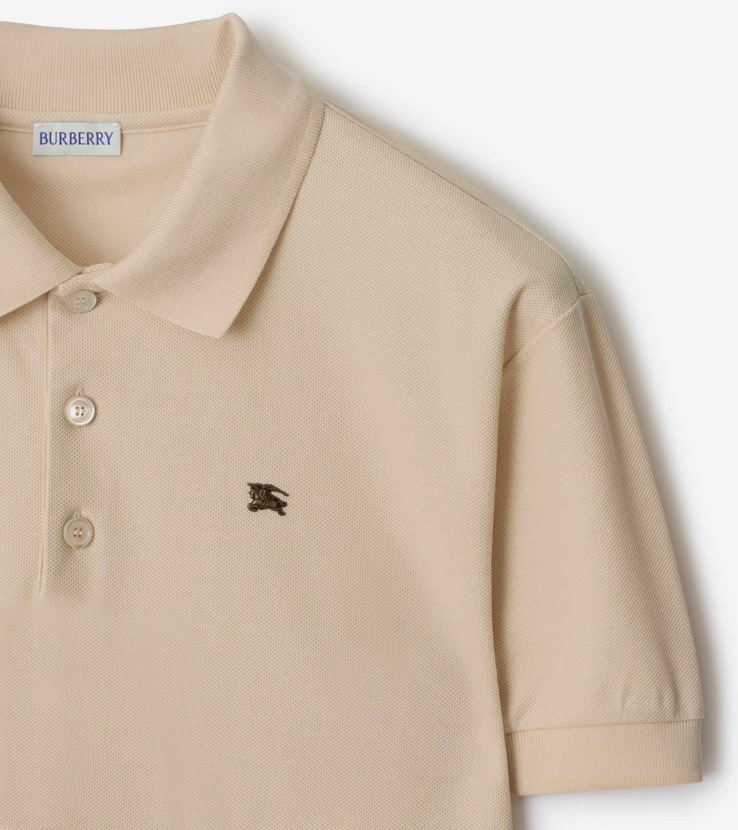 Metal Knight Cotton Polo Shirt in Clam beige