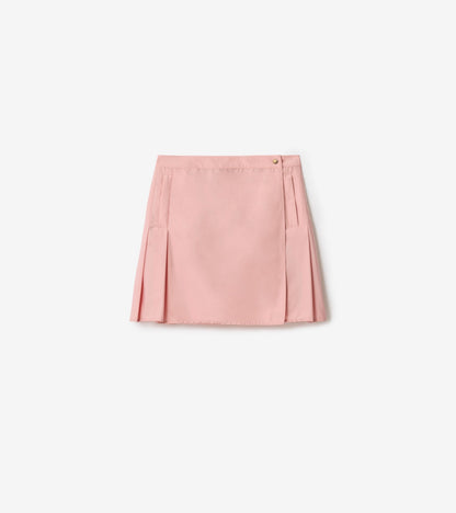 Pleated Stretch Nylon Mini Skirt in Silhouette blue