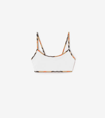 Check Trim Bikini Top in Black