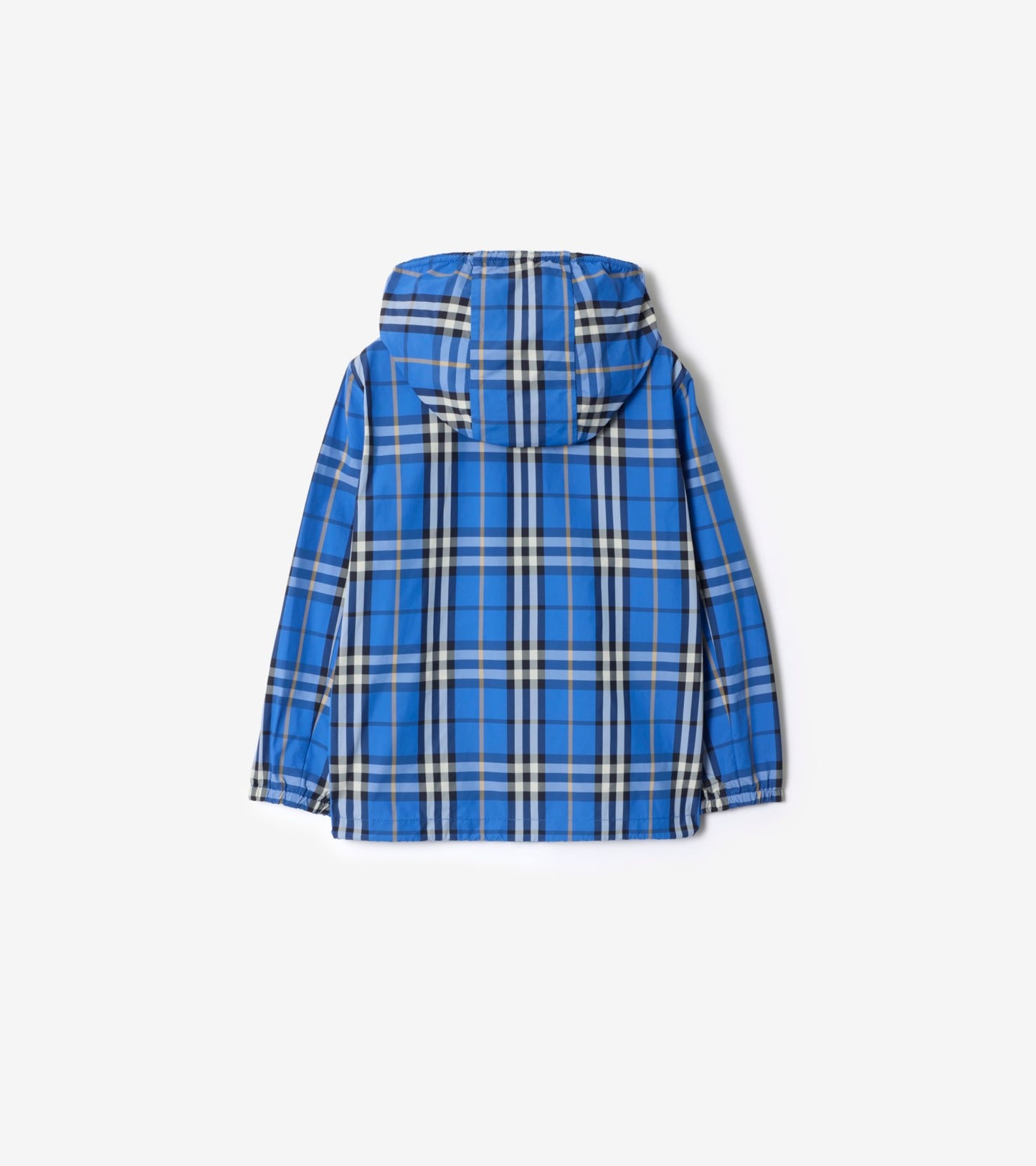 Check Nylon Hooded Jacket in Hyacinth blue