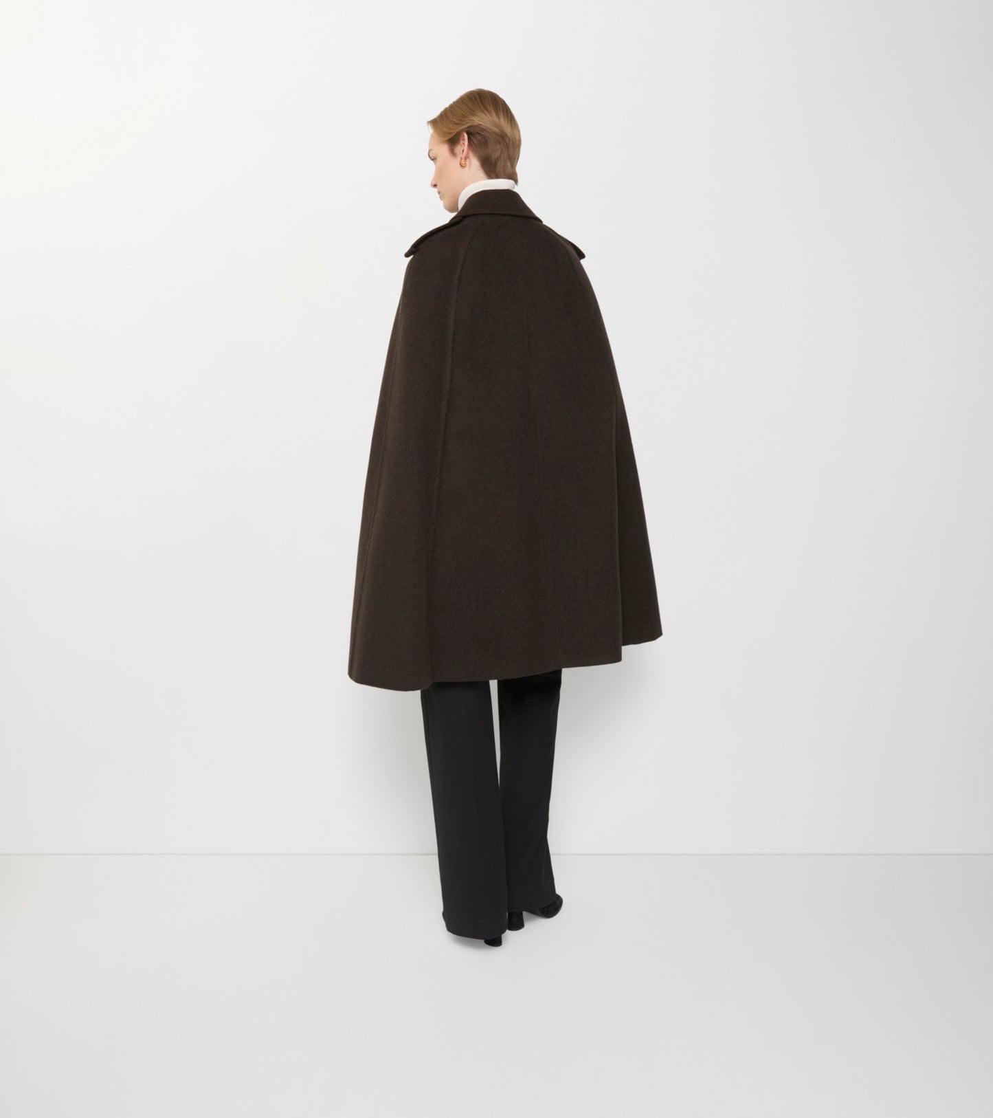 Cashmere Belmont Trench Cape in Cog brown melange