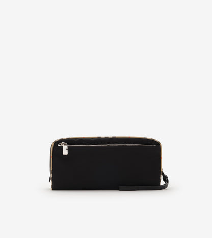 Large Check Trim Travel Pouch in Black