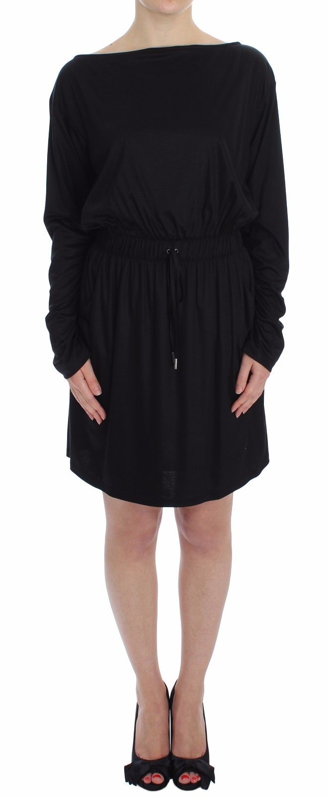 Versace Jeans Couture Black Modal Silk Shift Dress
