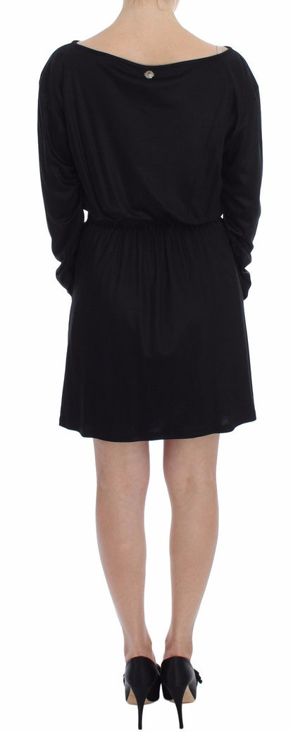 Versace Jeans Couture Black Modal Silk Shift Dress