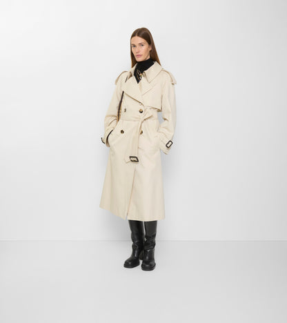 Long Gabardine Fitzrovia Trench Coat in Clam beige