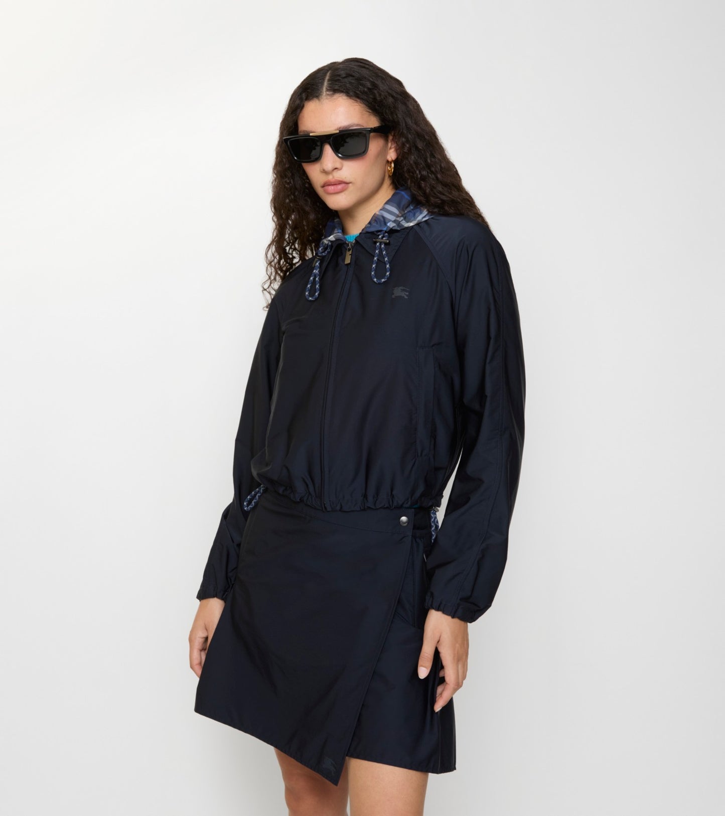 Cropped Newcott Hooded Jacket in Silhouette blue