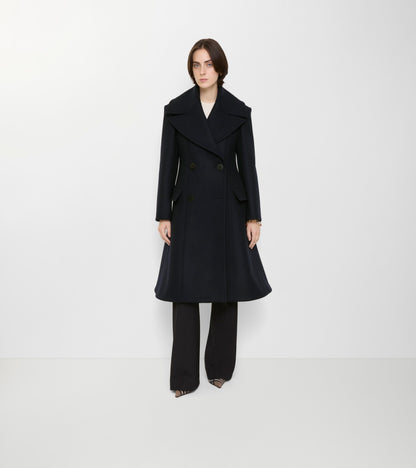 Wool Tailored Coat in Navy