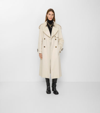 Long Gabardine Fitzrovia Trench Coat in Clam beige