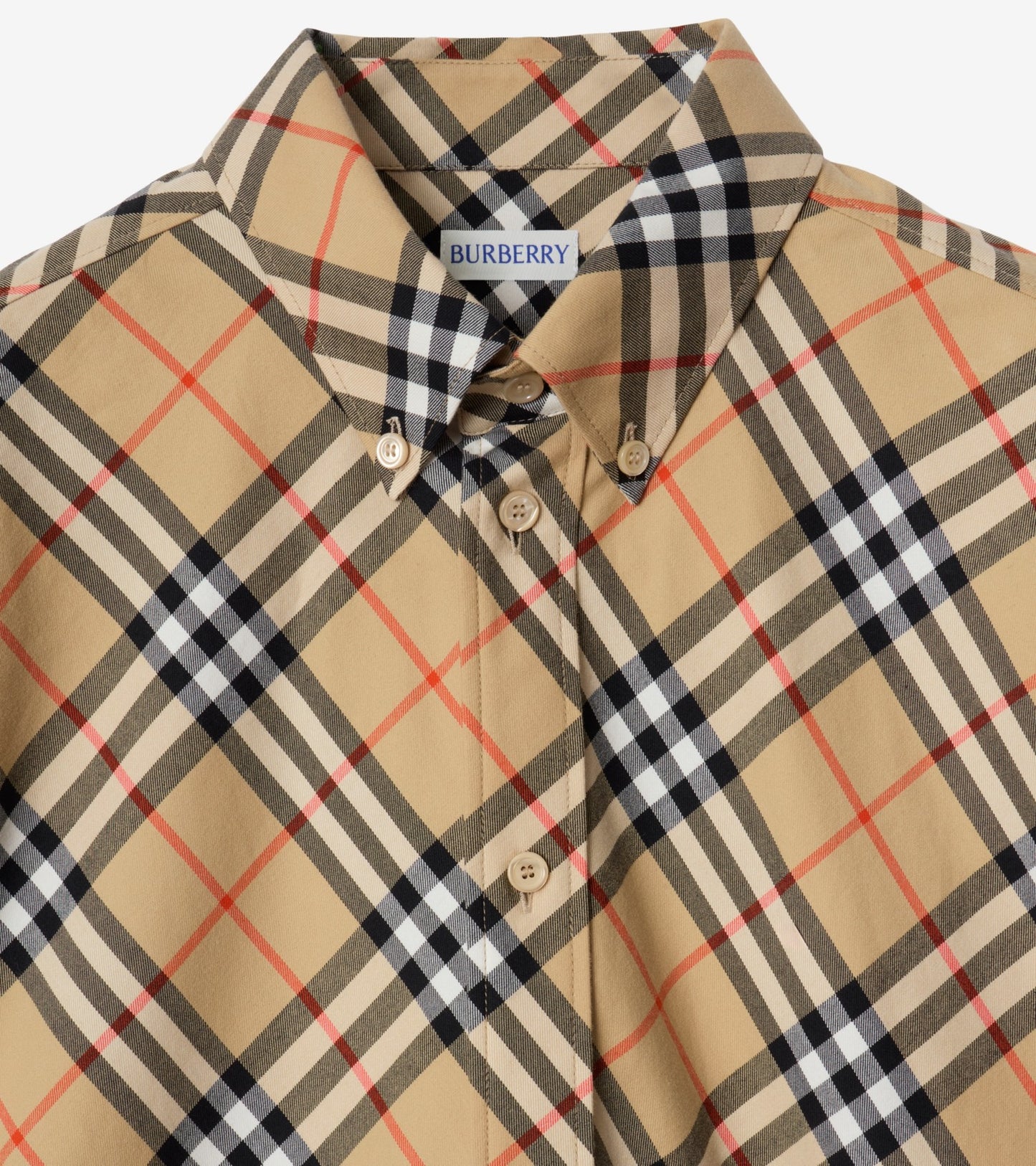 Relaxed Fit Check Cotton Flannel Shirt in Sand beige