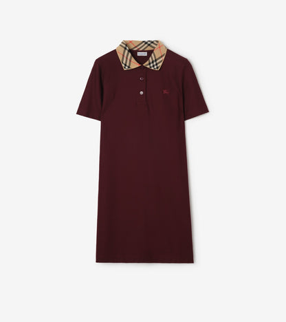 Check Collar Cotton Polo Shirt Dress in Posy pink