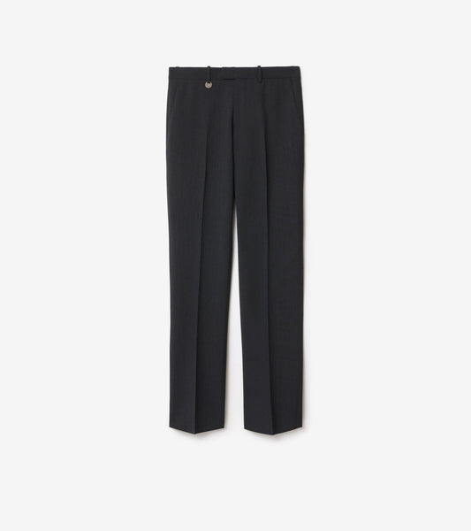 Wool Blend Tailored Trousers in Midnight grey melange