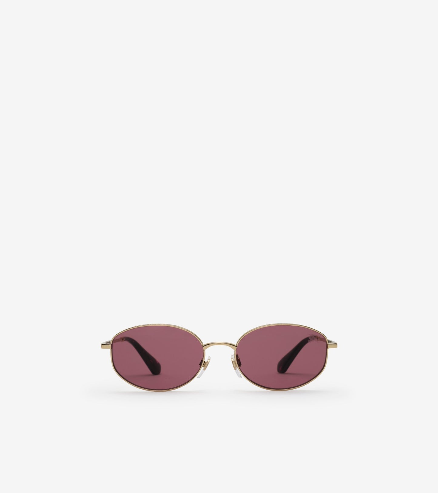 Metal Check Oval Sunglasses in Light gold