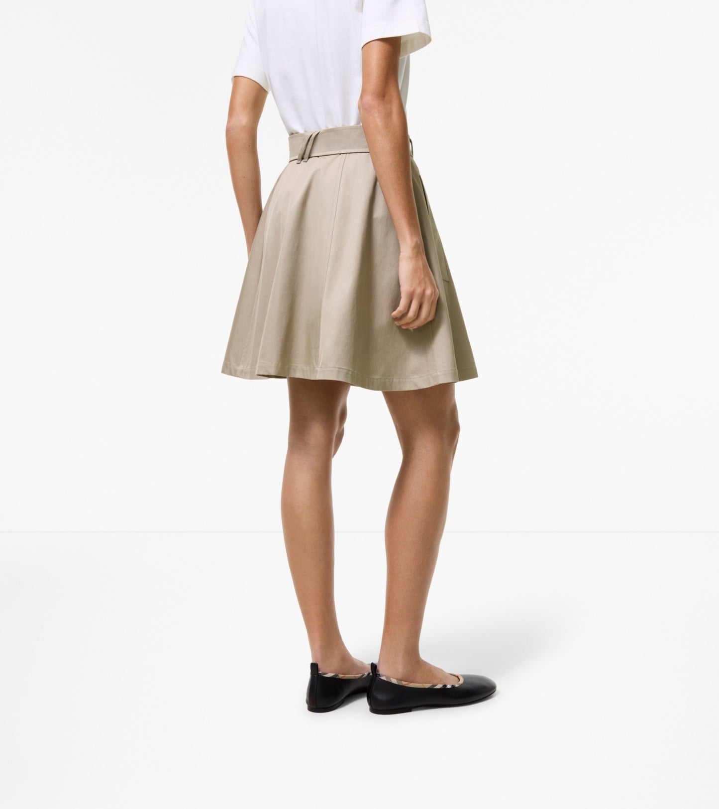 Gabardine Trench Mini Skirt in Quill beige