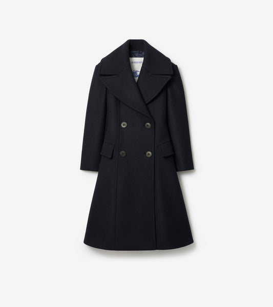 Wool Tailored Coat in Navy