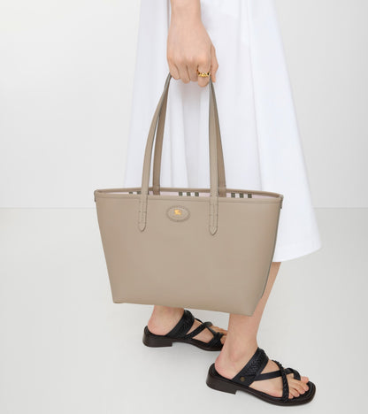 Small Reversible Bloomsbury Tote in Mushroom beige/mallow pink