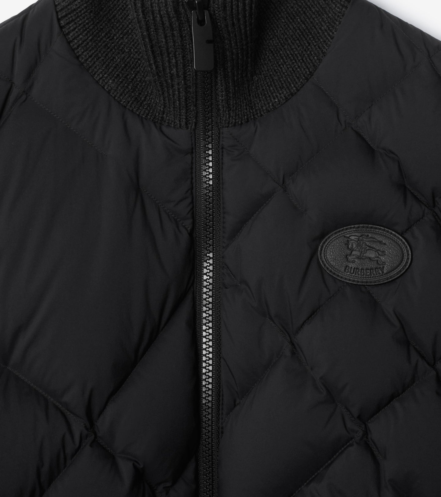 Check-stitch Nylon and Wool Jacket in Black