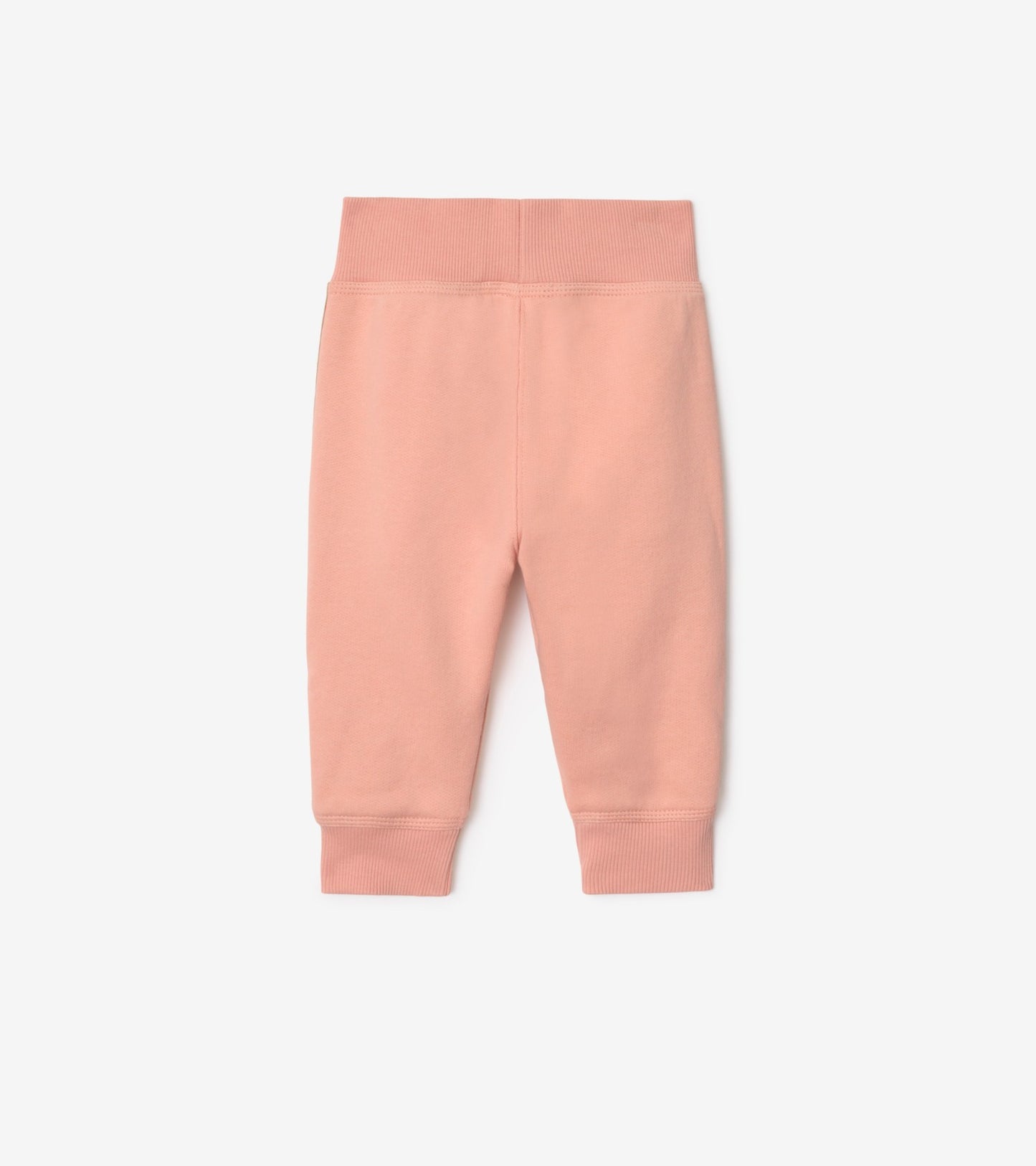 Check Trim Cotton Jogging Pants in Slipper pink