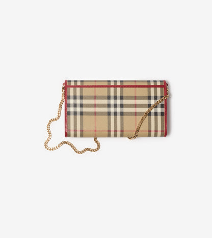 Check Chain Strap Wallet in Archive beige/ruby red