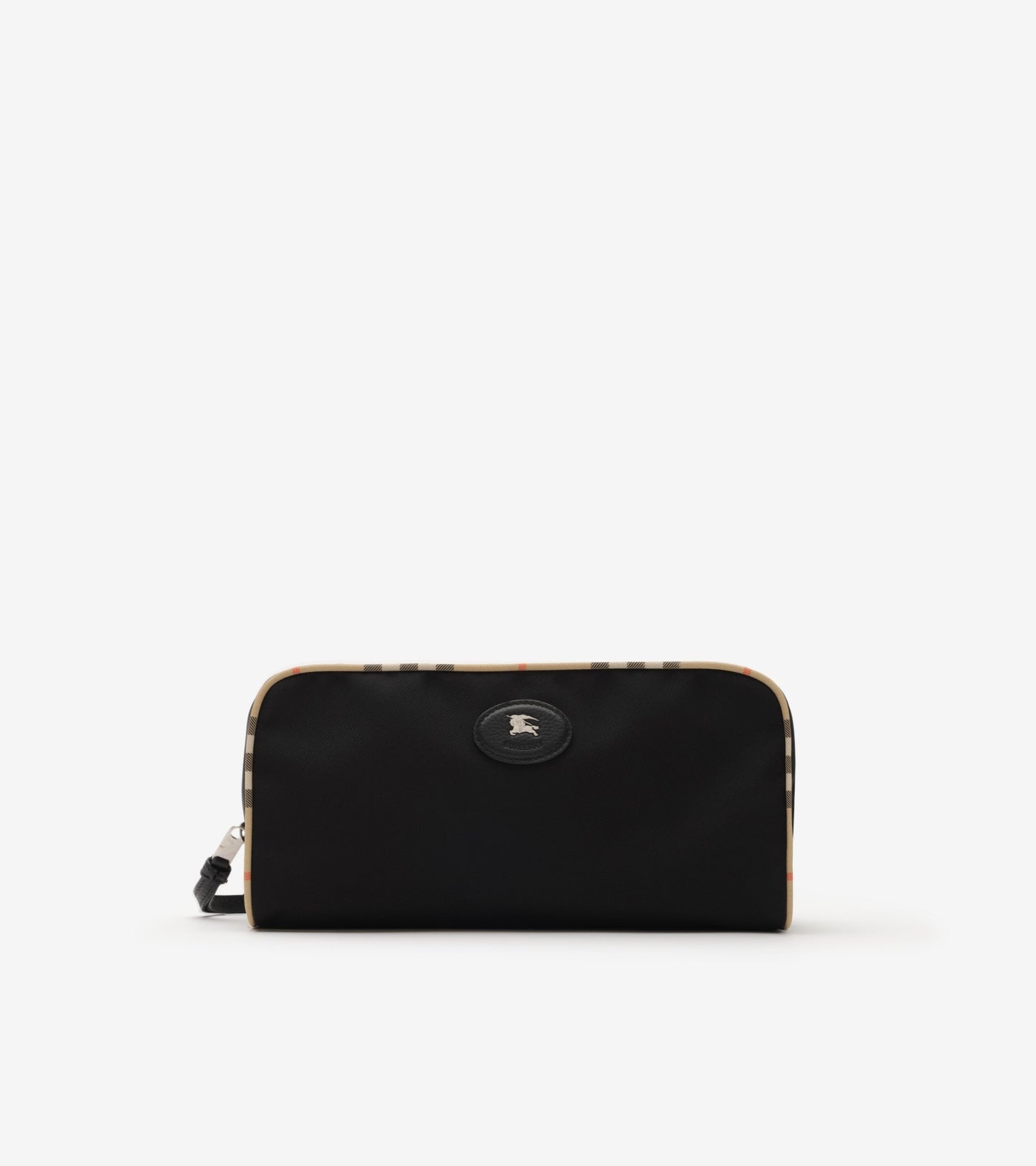 Medium Check Trim Travel Pouch in Black