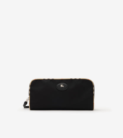 Medium Check Trim Travel Pouch in Black