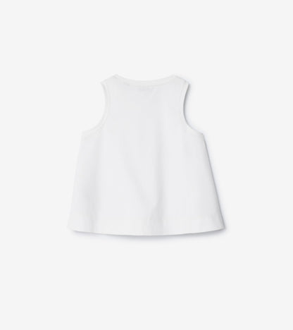 Check Trim Cotton Top in White
