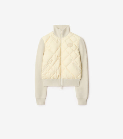 Check-stitch Nylon and Wool Jacket in Black