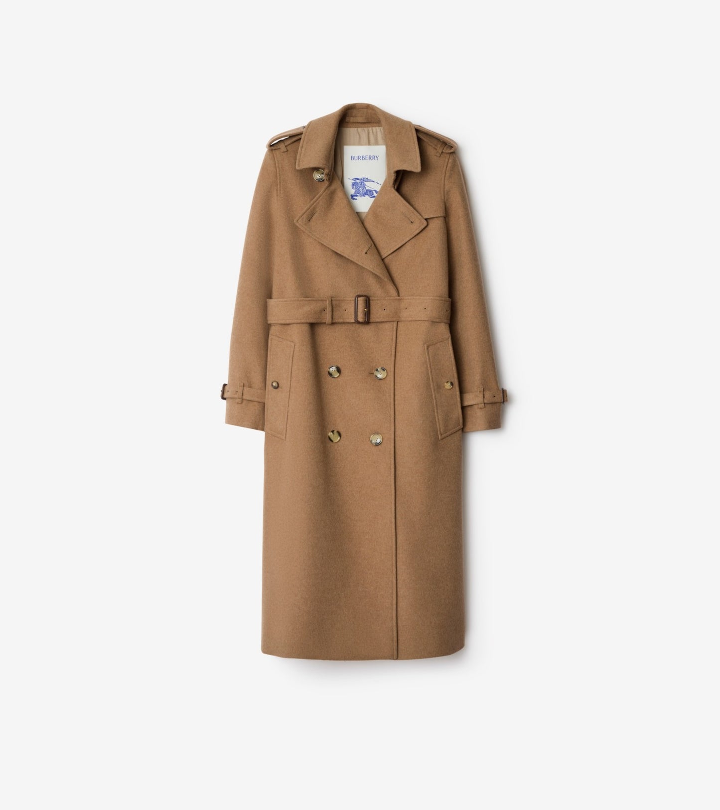 Long Cashmere Kensington Trench Coat in Camel beige