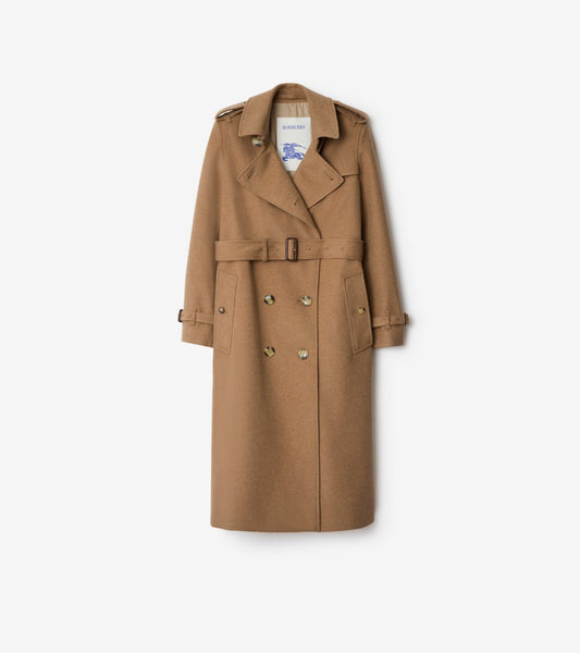 Long Cashmere Kensington Trench Coat in Camel beige
