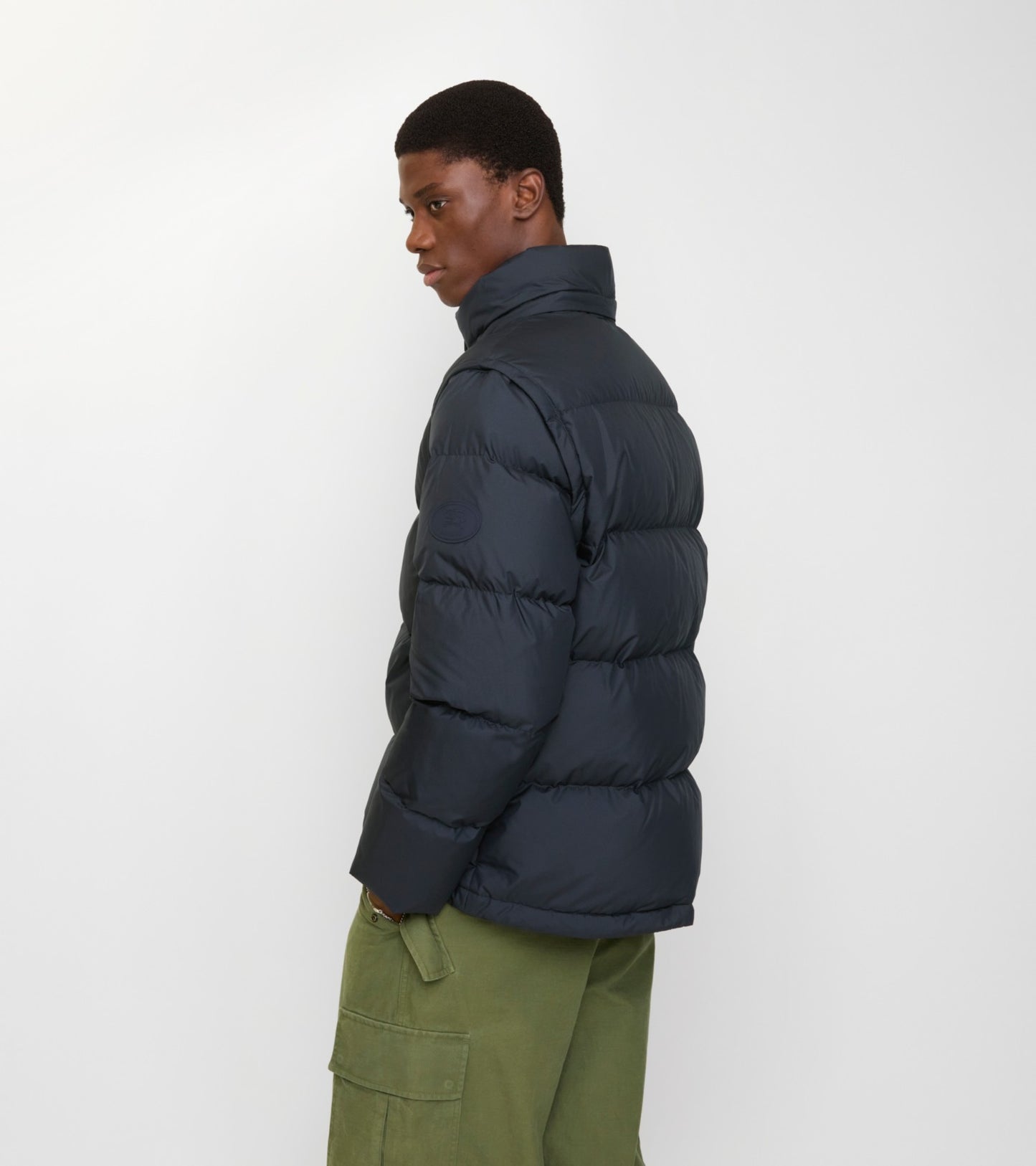 Detachable Sleeve Bideford Puffer Jacket in Navy
