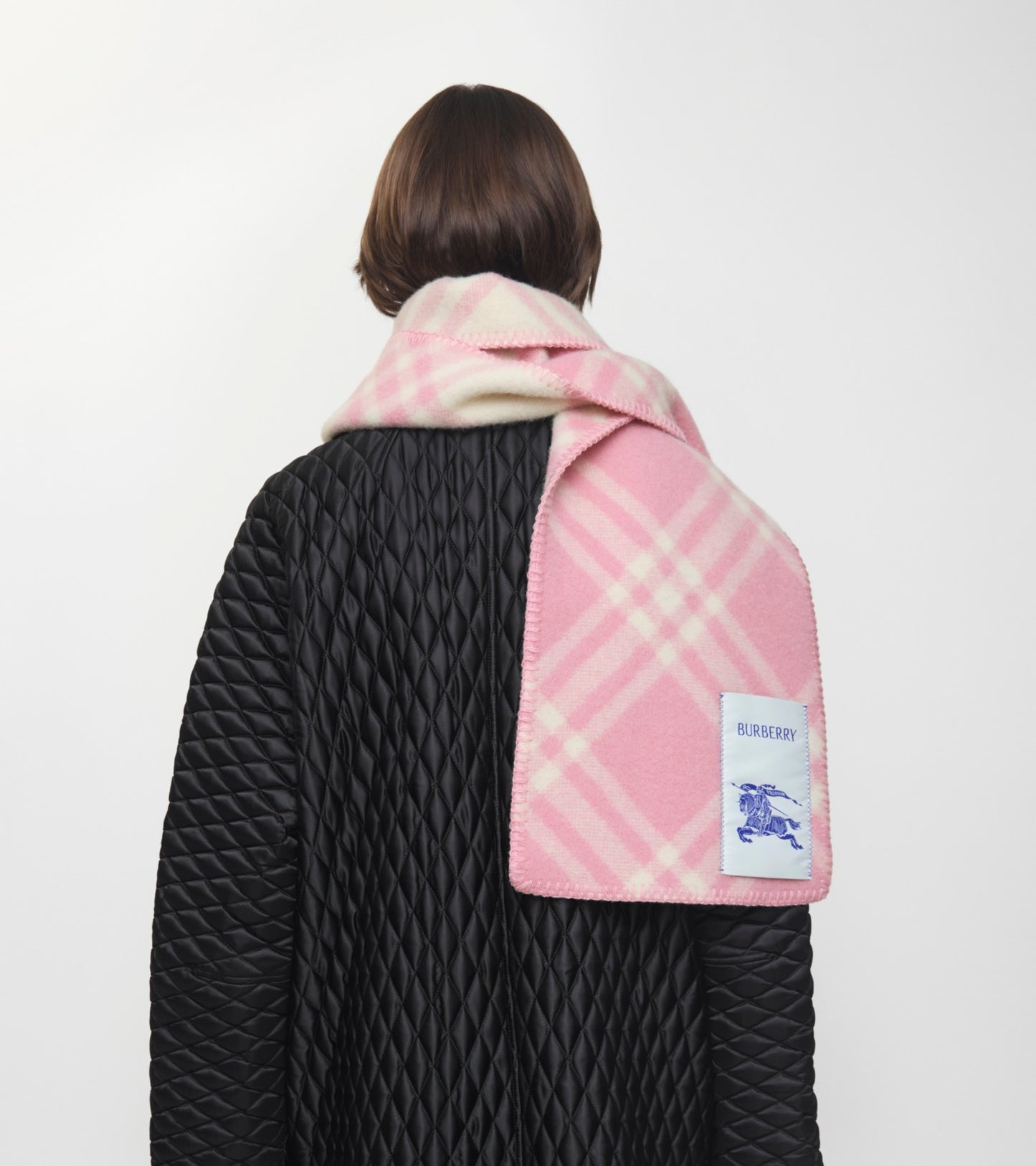 Check Wool Scarf in Sugar pink