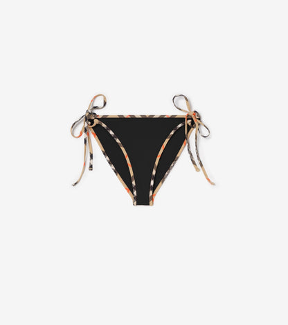 Check Trim Bikini Top in Black