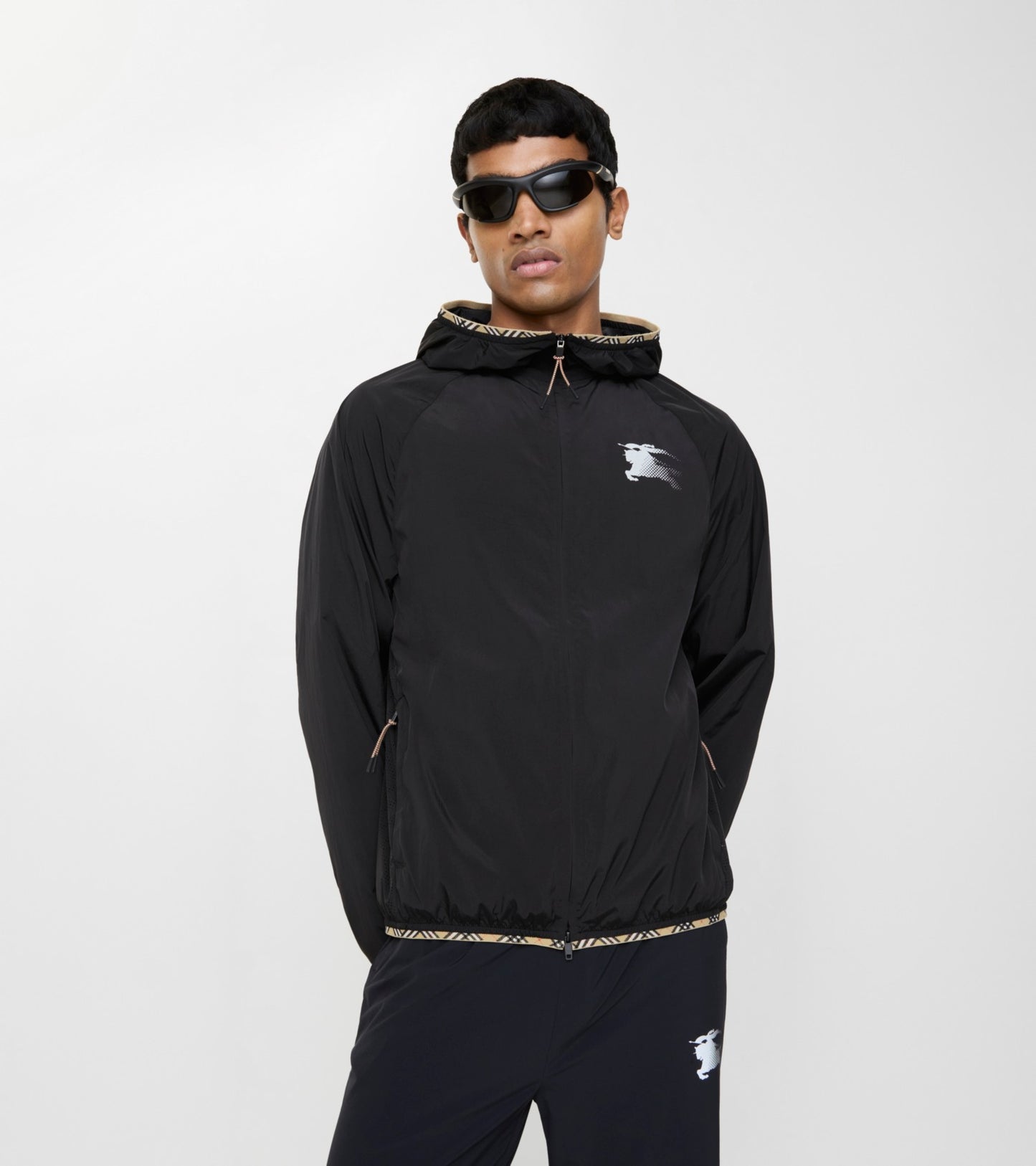 Nylon Hooded Jacket in Black