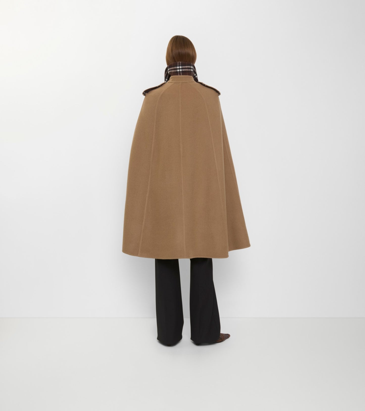 Wool Belmont Trench Cape in Camel brown/treacle brown