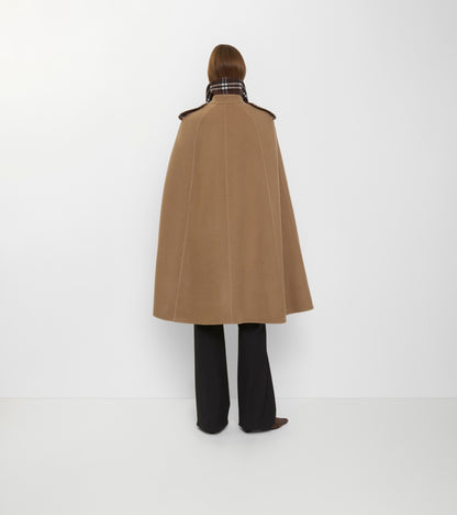 Wool Belmont Trench Cape in Camel brown/treacle brown