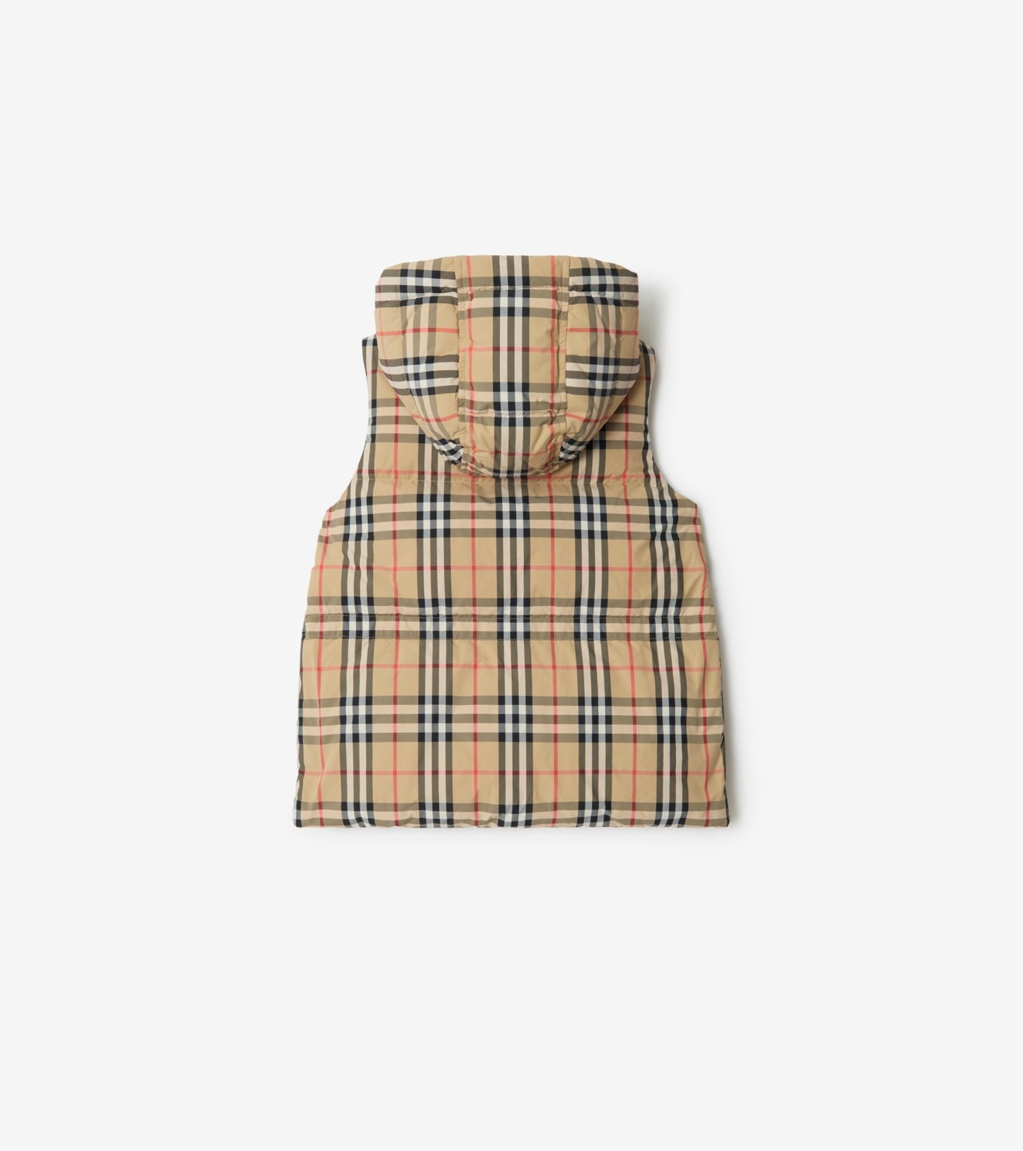 Check Nylon Puffer Gilet in Sand beige