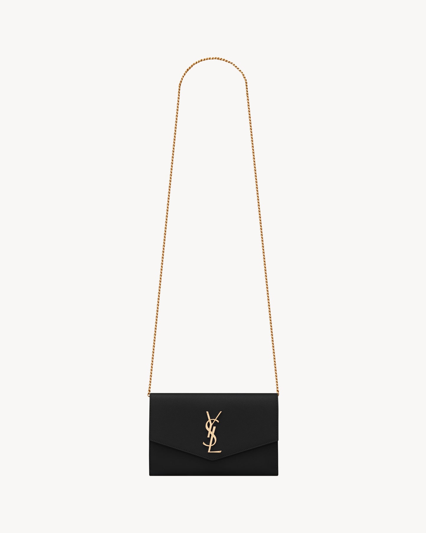 UPTOWN CHAIN WALLET IN GRAIN DE POUDRE EMBOSSED LEATHER